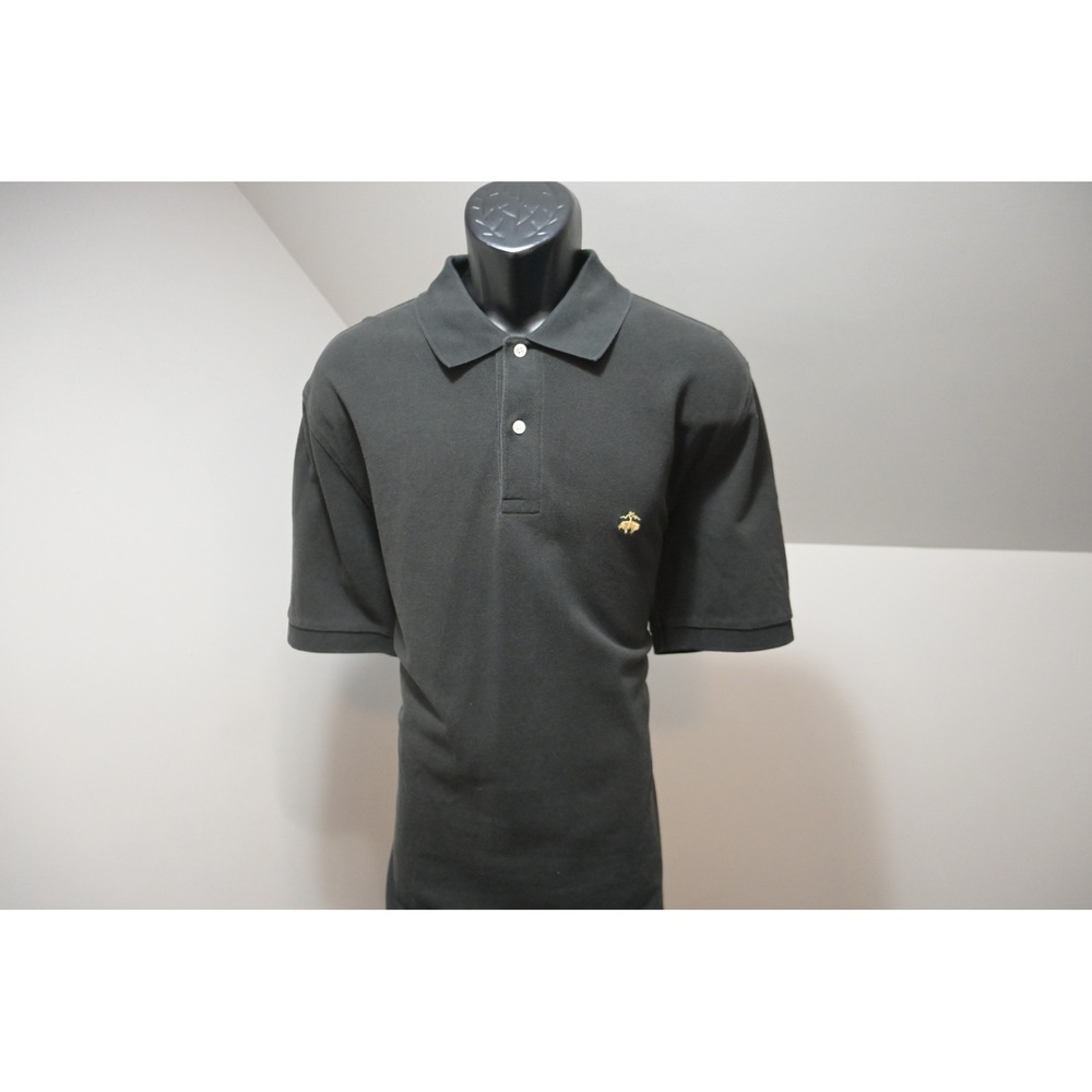 Brooks Brothers Golf Polo Shirt Mens Large Black 346 Cotton Pique Logo Excellent